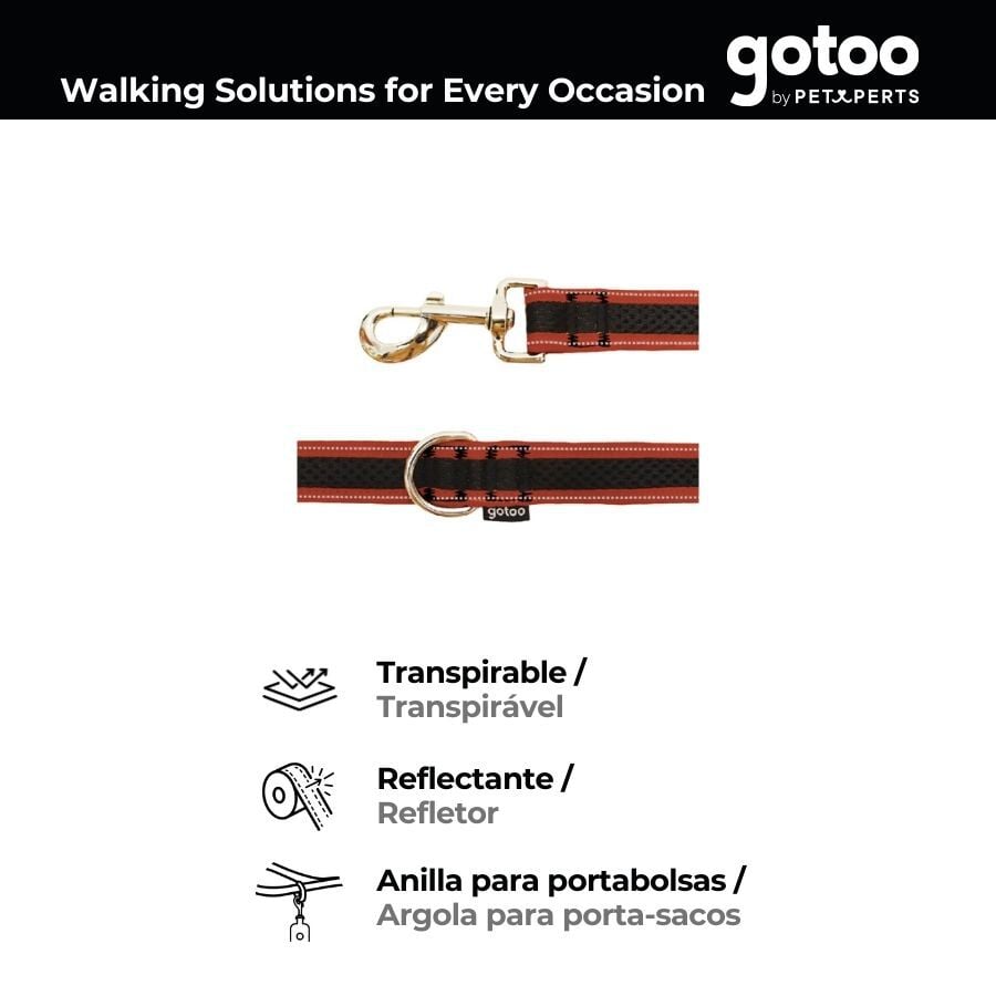 Gotoo Correa reflectante de malla naranja/negro para perro, , large indicador imagen numero 3