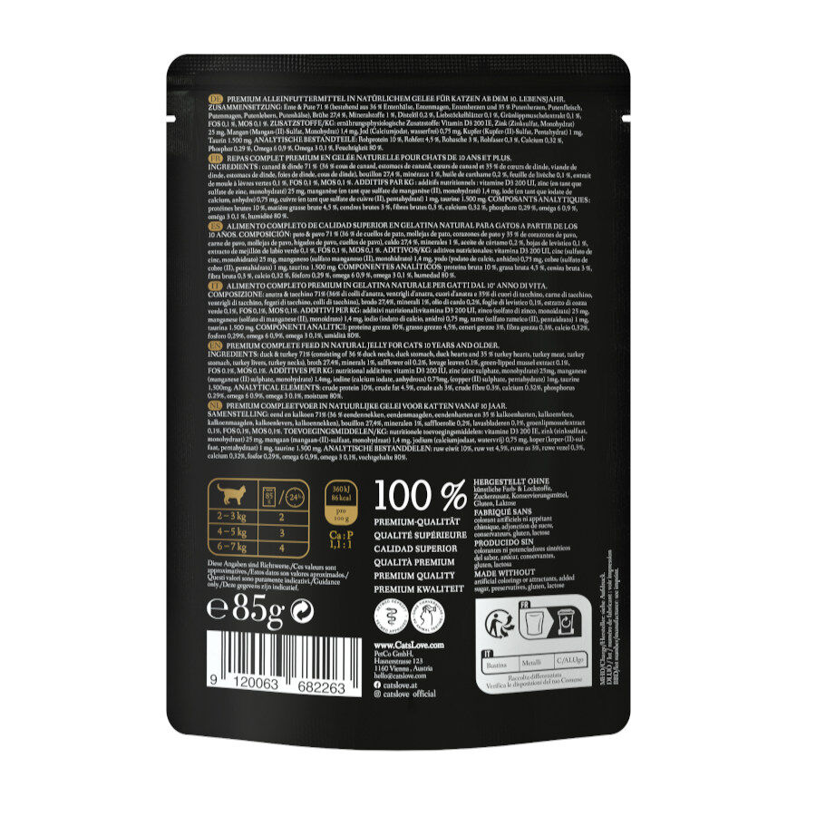 85 g Cat&rsquo;s Love Senior Pato en Gelatina sobre para gatos, , large indicador imagen numero 2