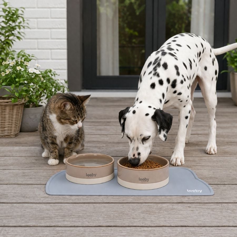 Leeby Alfombrilla Antideslizante Comedero forma Gato Gris para perros y gatos, , large Imagen numero 1