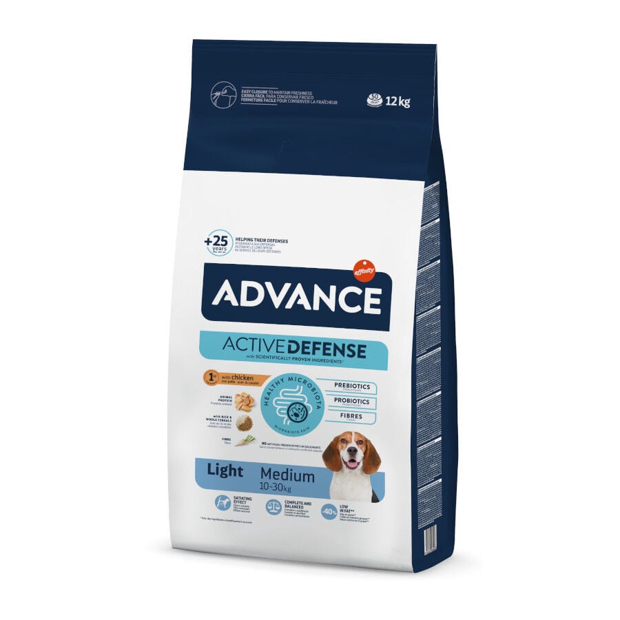 12 kg Advance Active Defense Medium Light Pollo y Arroz pienso para perros, , large Imagen numero 1