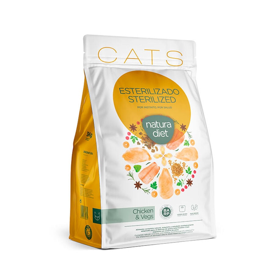 8 kg Natura Diet Sterilized Pollo y Vegetales pienso para gatos, , large Imagen numero 1