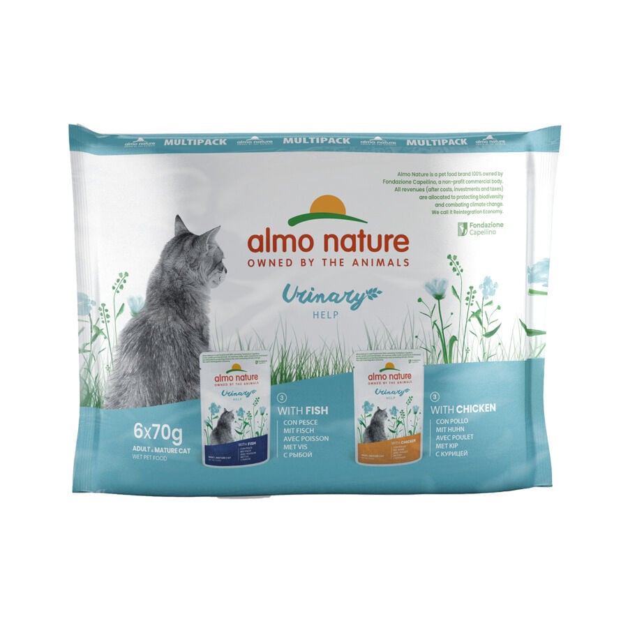 6 sobres x 70 g Almo Nature Urinary Help Pescado y Pollo sobre para gatos &ndash; Multipack, , large indicador imagen numero 1