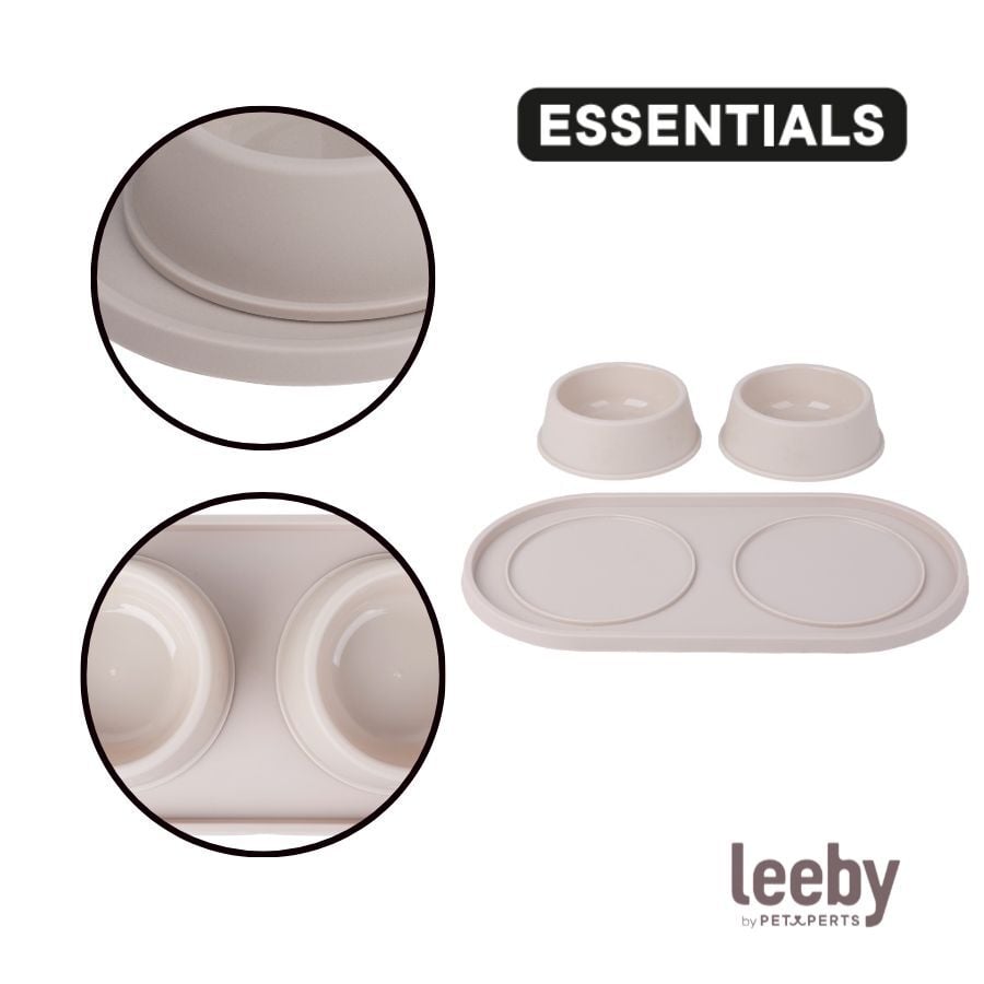 Leeby Comedero Doble de Pl&aacute;stico para perros y gatos, , large indicador imagen numero 3