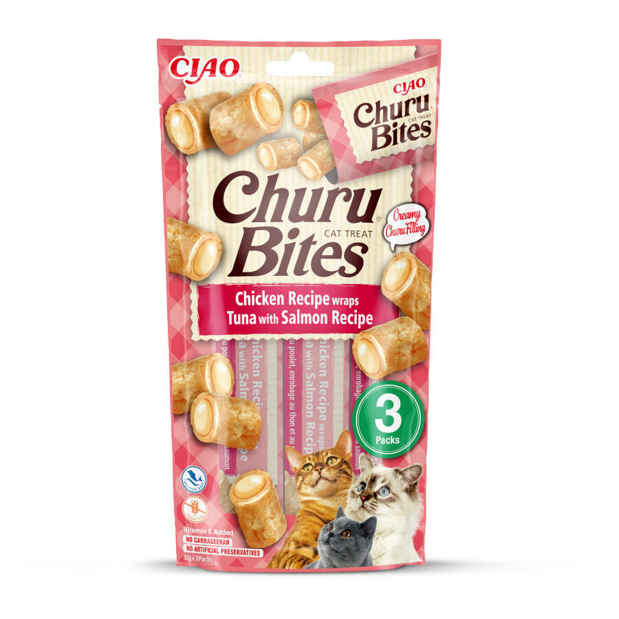 3 sobres x 10 g Churu Bocaditos Bites de Pollo y At&uacute;n con Salm&oacute;n para gatos, , large Imagen numero 1