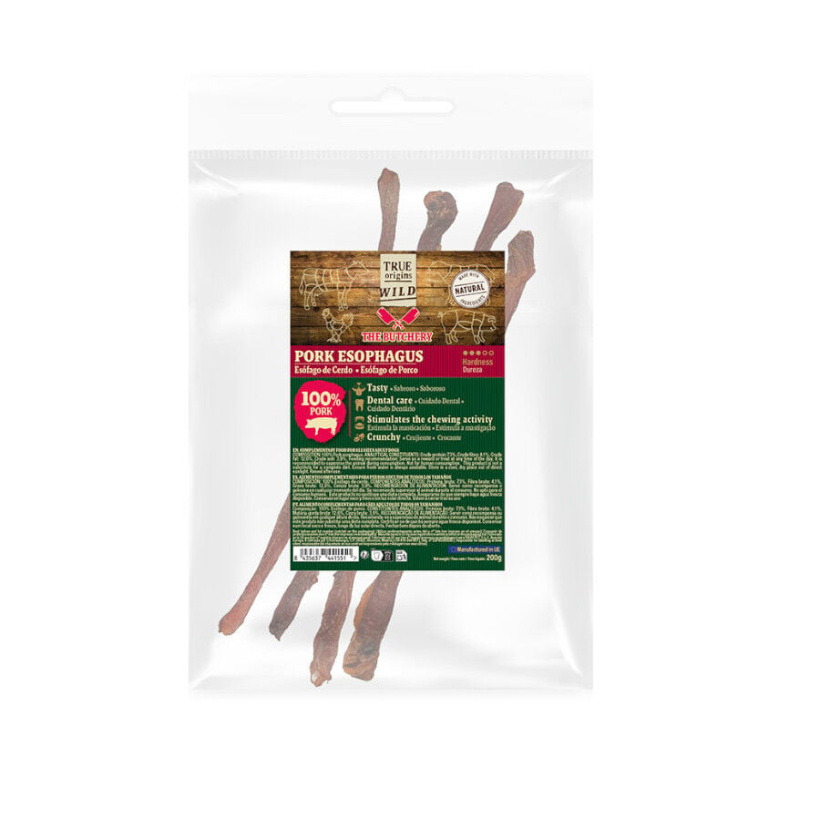 200 g True Origins Wild Es&oacute;fago Cerdo 15 cm Snack para perros, , large Imagen numero 2