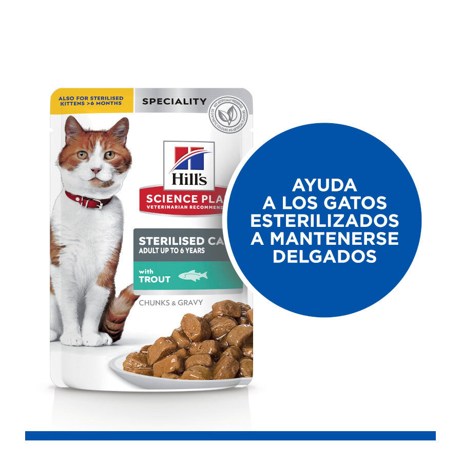 85 g Hill's Science Plan Sterilised Young Adult Trucha Sobre en Salsa para gatos, , large Imagen numero 4