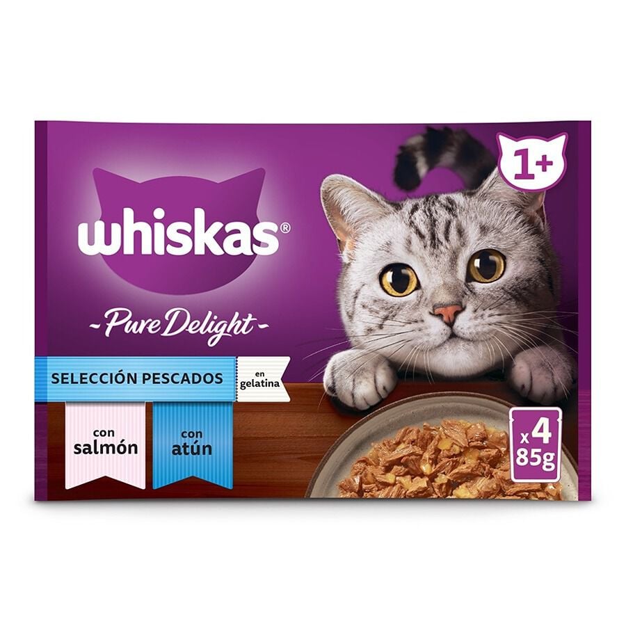 Whiskas Pure Delight Selecci&oacute;n Pescados Gelatina en Bolsita para gatos