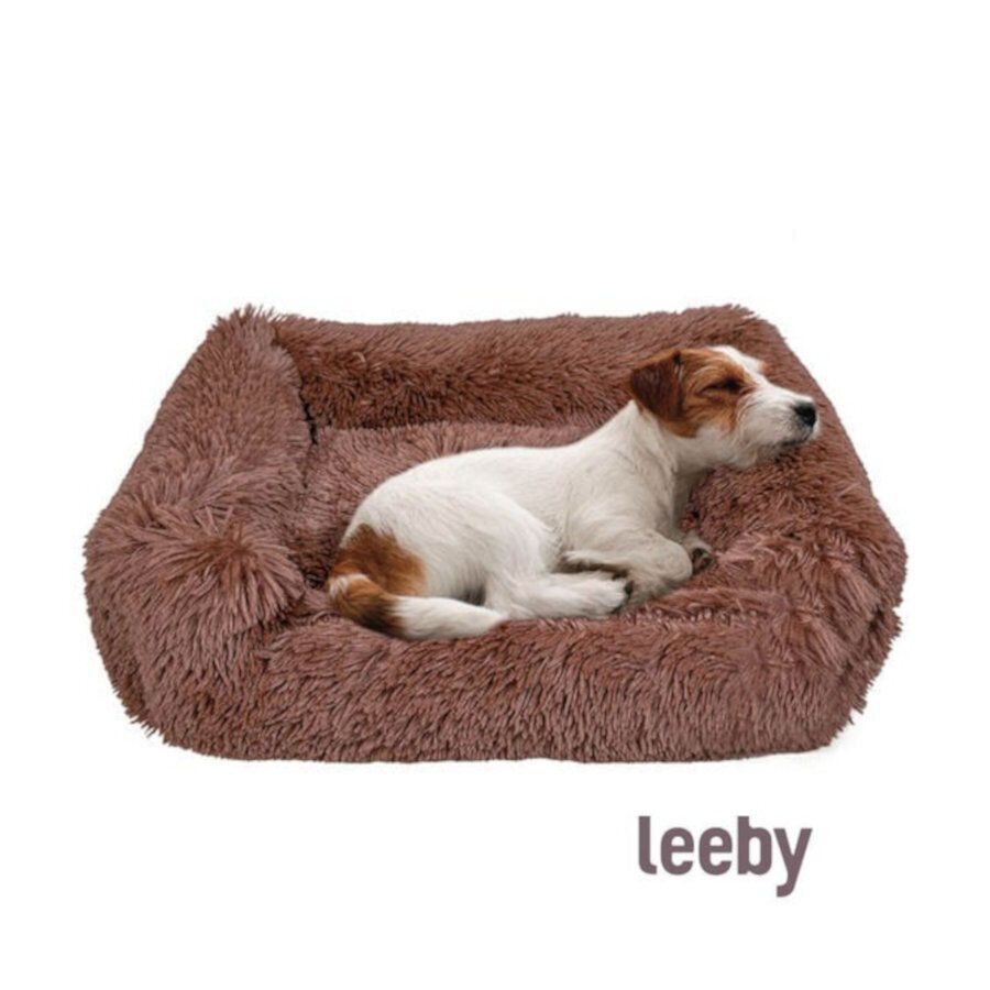 Leeby Cama Suave Antiestr&eacute;s de Pelo Marr&oacute;n para perros