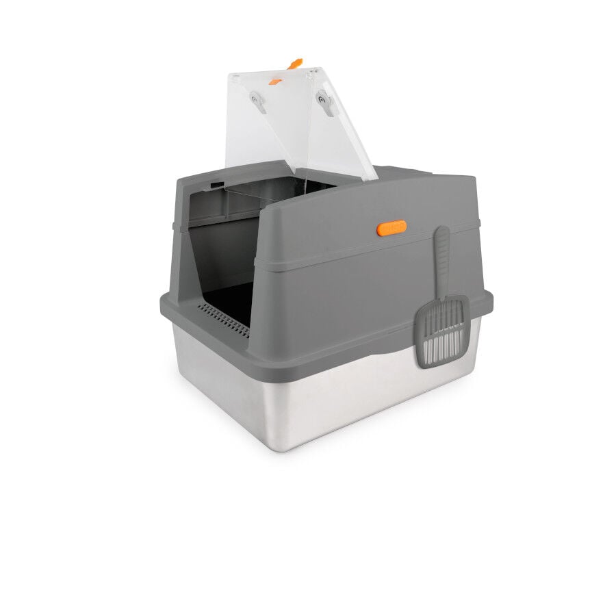 All For Paws Go Fresh Caja Arena Tapa Acero Inoxidable Gris para gatos, , large indicador imagen numero 2
