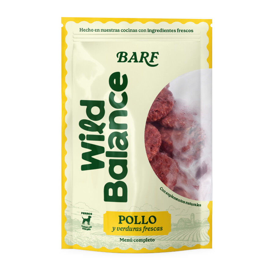 Wild Balance Men&uacute; Barf pollo y verduras comida congelada para perros