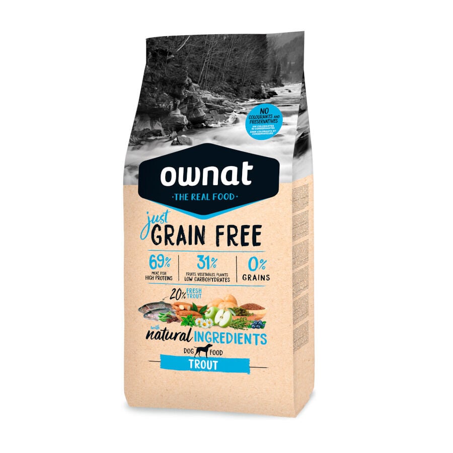 14 kg Ownat Just Grain Free Trucha pienso para perros, , large Imagen numero 1