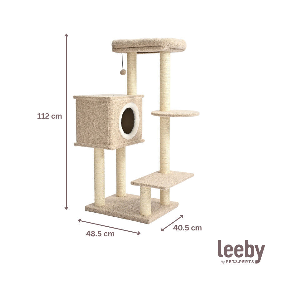 Leeby Boucle Collection &aacute;rbol rascador con cama nido y juguete para gatos, , large indicador imagen numero 5