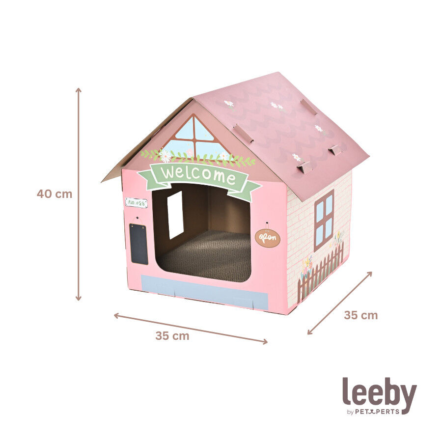 Leeby Hattie casita rascador de cart&oacute;n rosa para gatos, , large indicador imagen numero 5