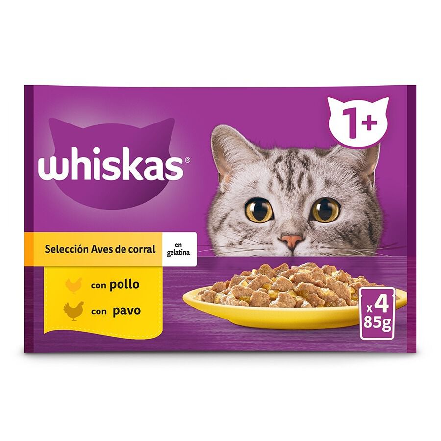 12 sobres x 85 g Whiskas Selecci&oacute;n Aves Gelatina en Bolsita para Gatos Adultos, , large Imagen numero 1