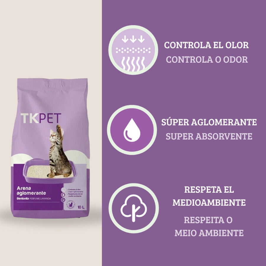 10 L TK-Pet Arena Aglomerante Bentonita y Lavanda para gatos, , large Imagen numero 3