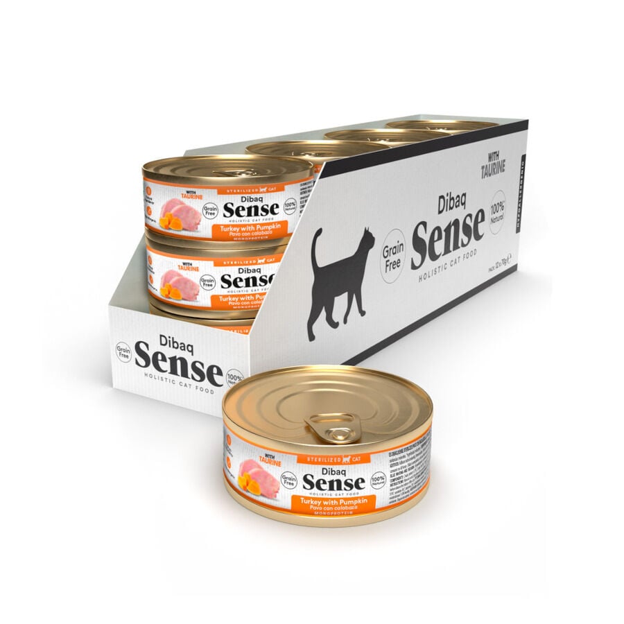 70 g Dibaq Sense Sterilized Grain Free Pavo y Calabaza lata para gatos, , large indicador imagen numero 2