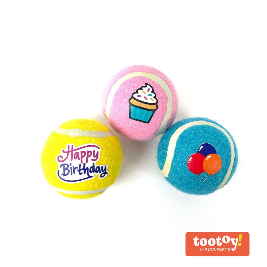 Tootoy! Comfort Happy Birthday Pack de pelotas para perro, , large indicador imagen numero 1