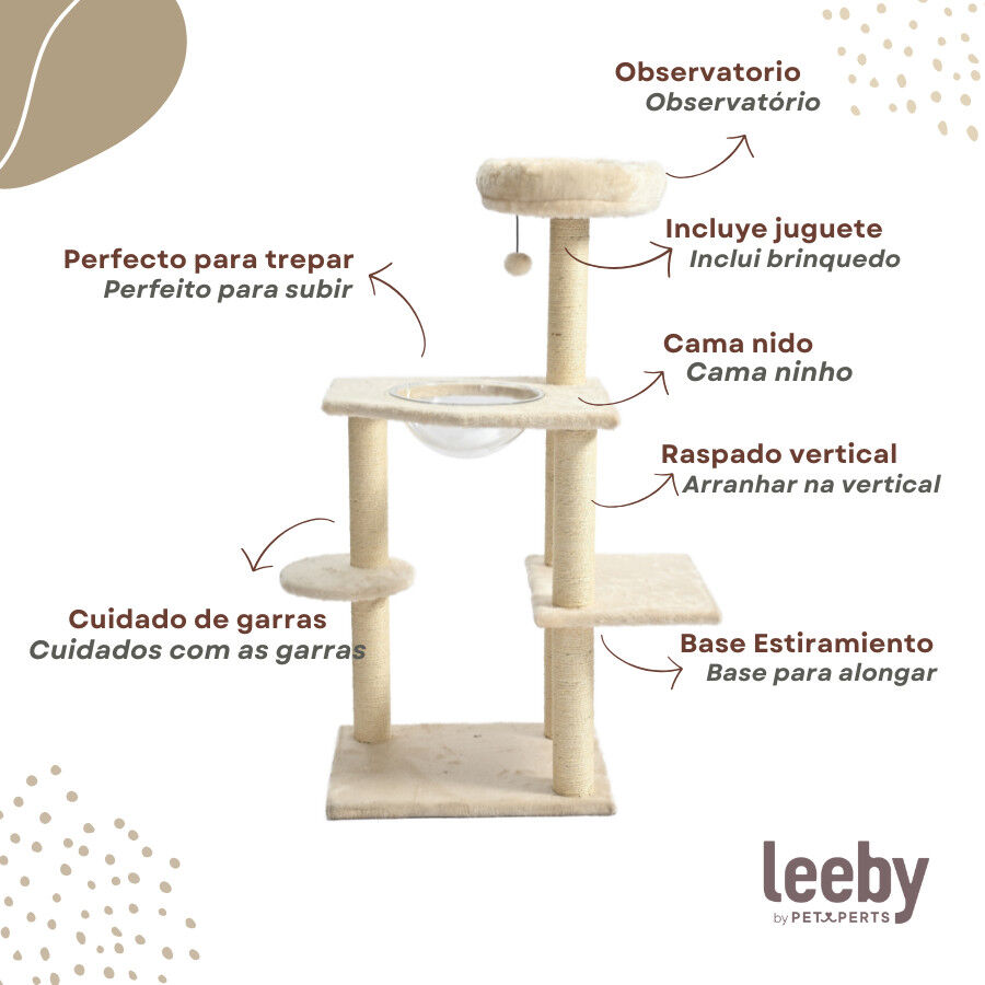 Leeby Luna &aacute;rbol rascador con cama y juguete para gatos, , large indicador imagen numero 3