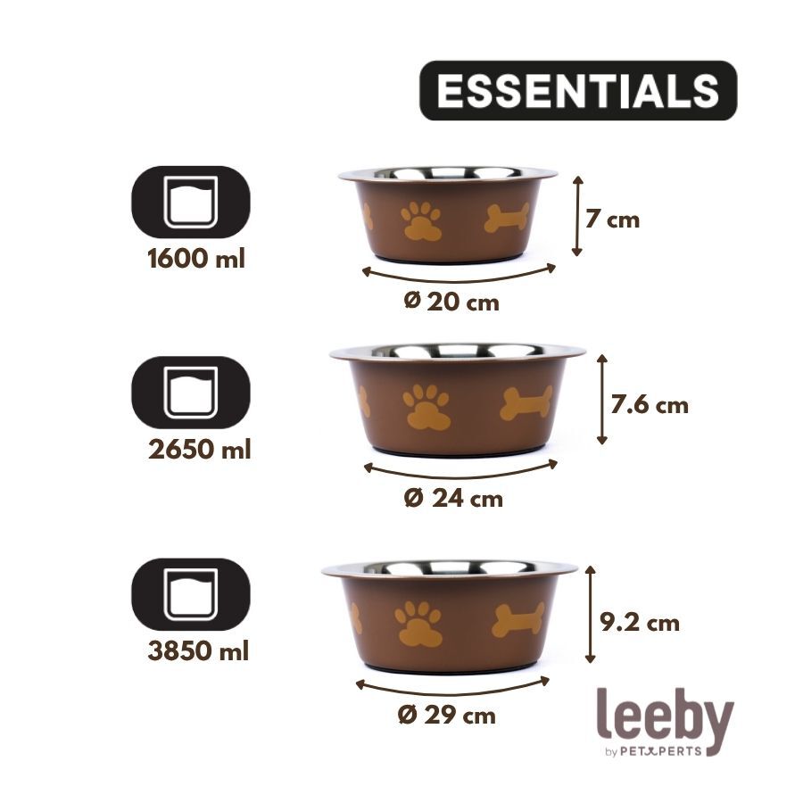 Leeby Comedero Estampado Huellas Acero Inoxidable para perros, , large indicador imagen numero 5