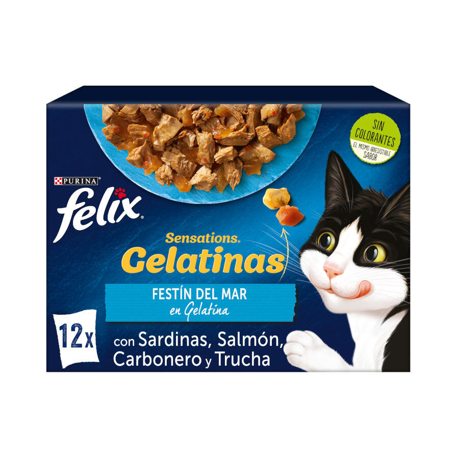 12 sobres x 85 g Felix Sensations Fest&iacute;n del Mar sobres en gelatina para gatos, , large indicador imagen numero 1