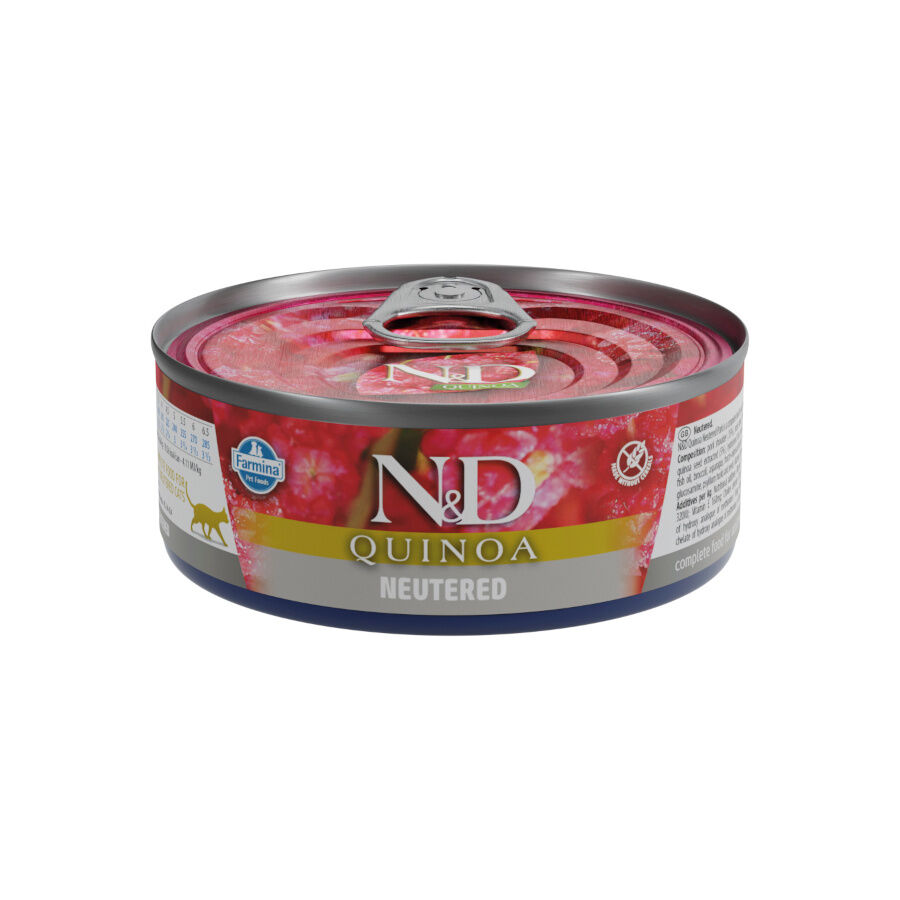 80 g Farmine N&D Esterilizado Quinoa y Cerdo lata para gatos, , large Imagen numero 1
