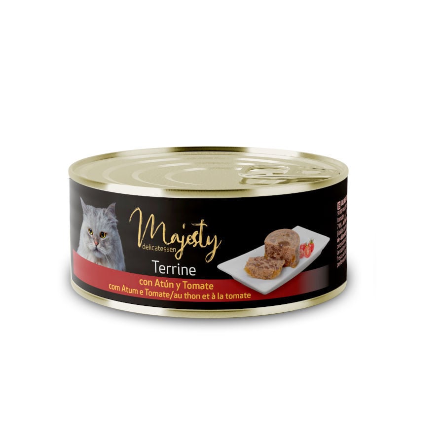 85 g Majesty Adult Terrine At&uacute;n y Tomate lata para gatos, , large indicador imagen numero 1