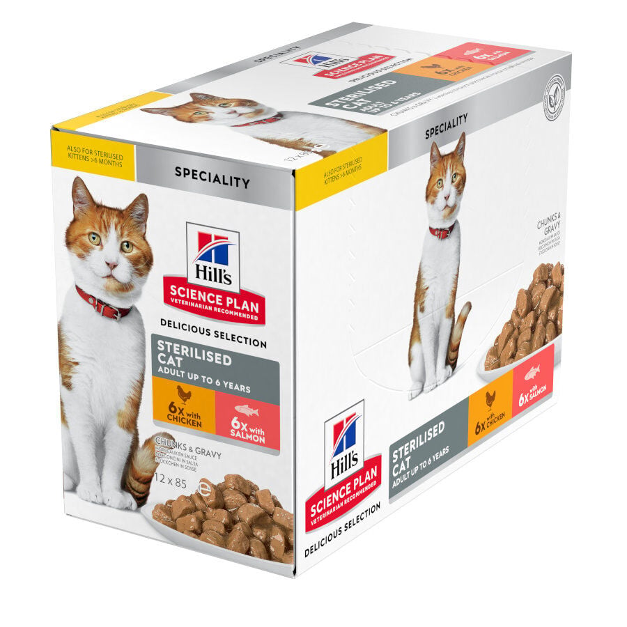 Hill's Science Plan Sterilised Adult Pollo y Salm&oacute;n en Salsa sobre para gatos