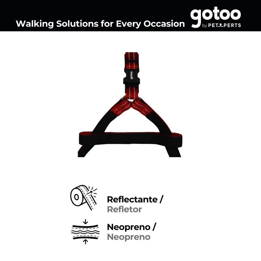 Gotoo Arn&eacute;s reflectante de neopreno rojo para perros, , large indicador imagen numero 4
