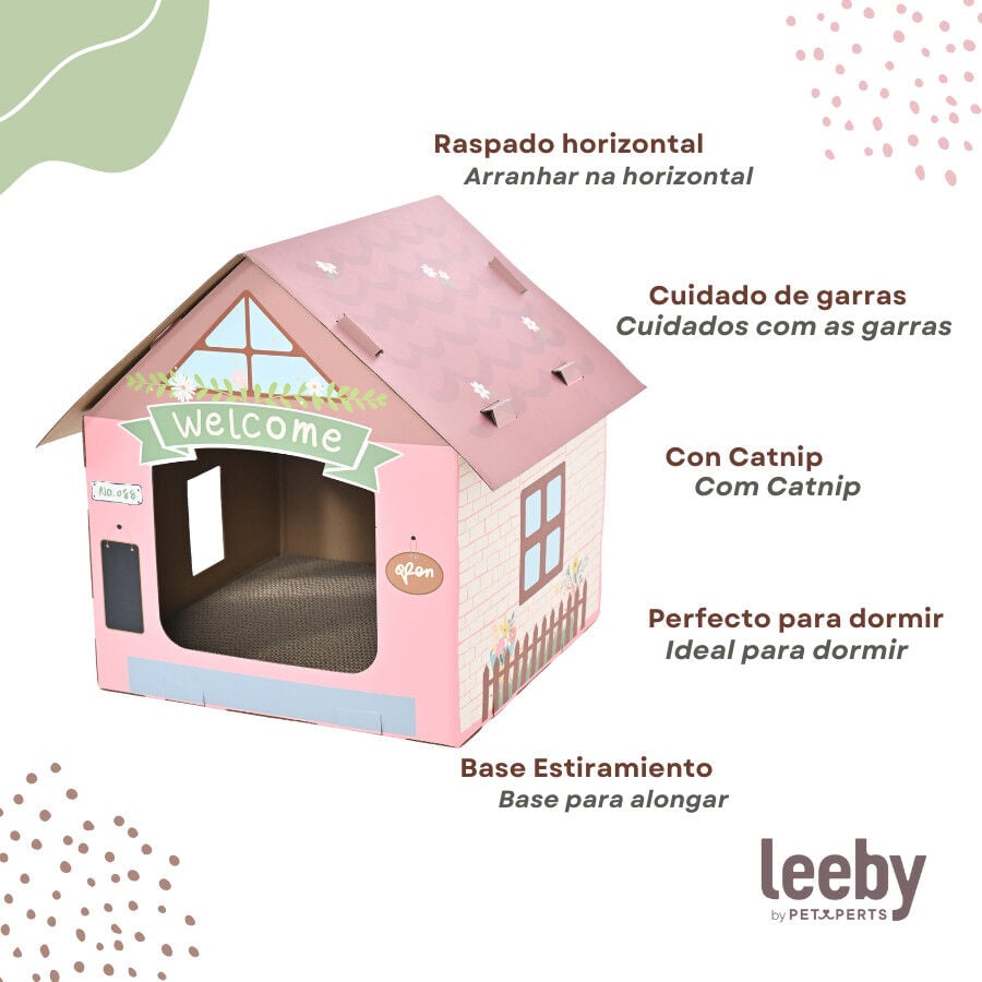 Leeby Hattie casita rascador de cart&oacute;n rosa para gatos, , large Imagen numero 3