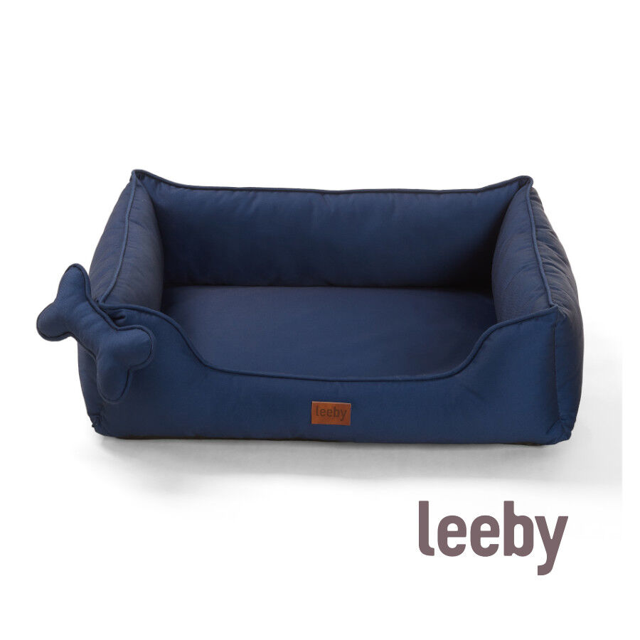Leeby cama viscoel&aacute;stica azul para perros