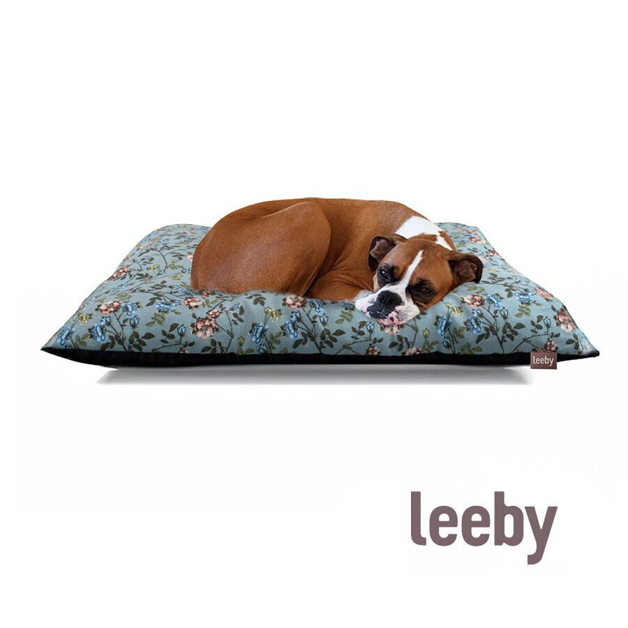 Leeby Coj&iacute;n Acolchado Turquesa de Flores para perros, , large indicador imagen numero 2