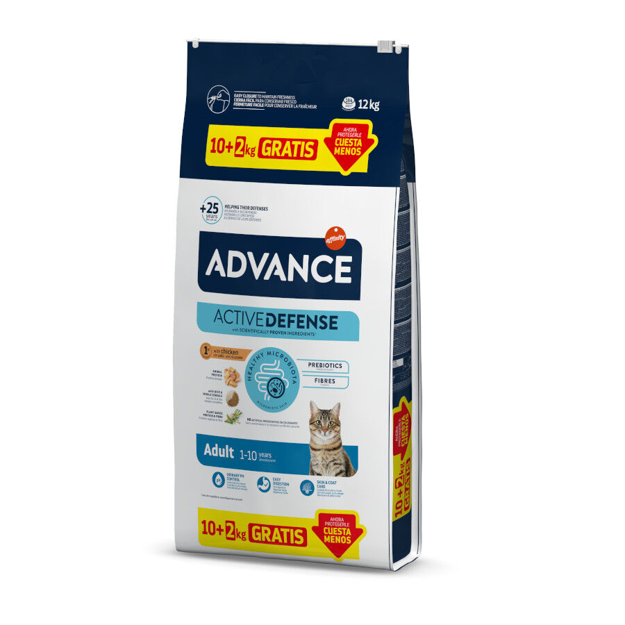 12 kg (10 + 2 kg &iexcl;gratis!) Advance Adult Pollo y Arroz pienso para gatos, , large indicador imagen numero 1