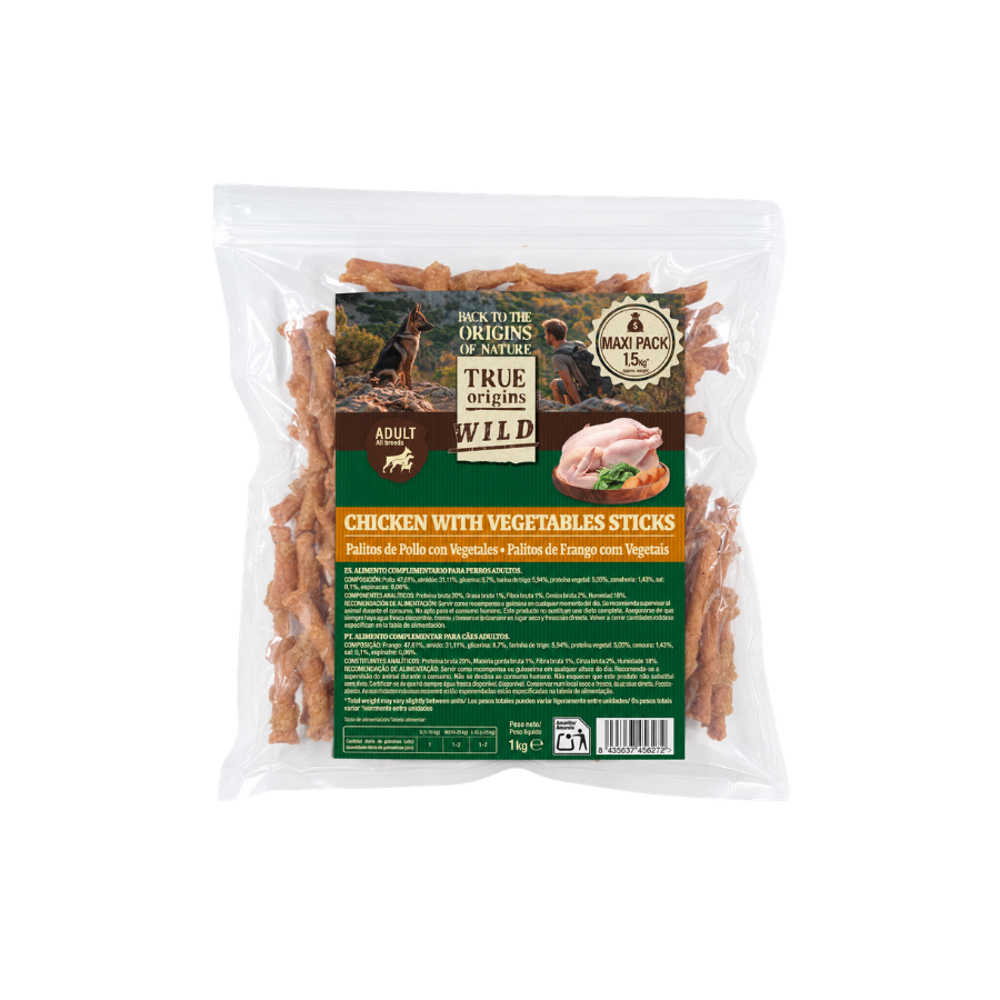 1.5 kg True Origins Wild Palitos de Pollo con Vegetales Snack para perros, , large indicador imagen numero 1
