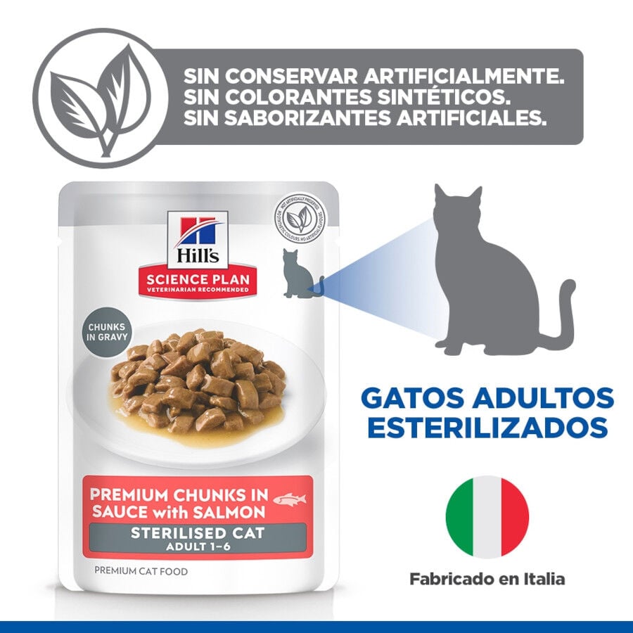 85 g Hill's Science Plan Sterilized Young Adult Salm&oacute;n sobre para gatos, , large indicador imagen numero 4