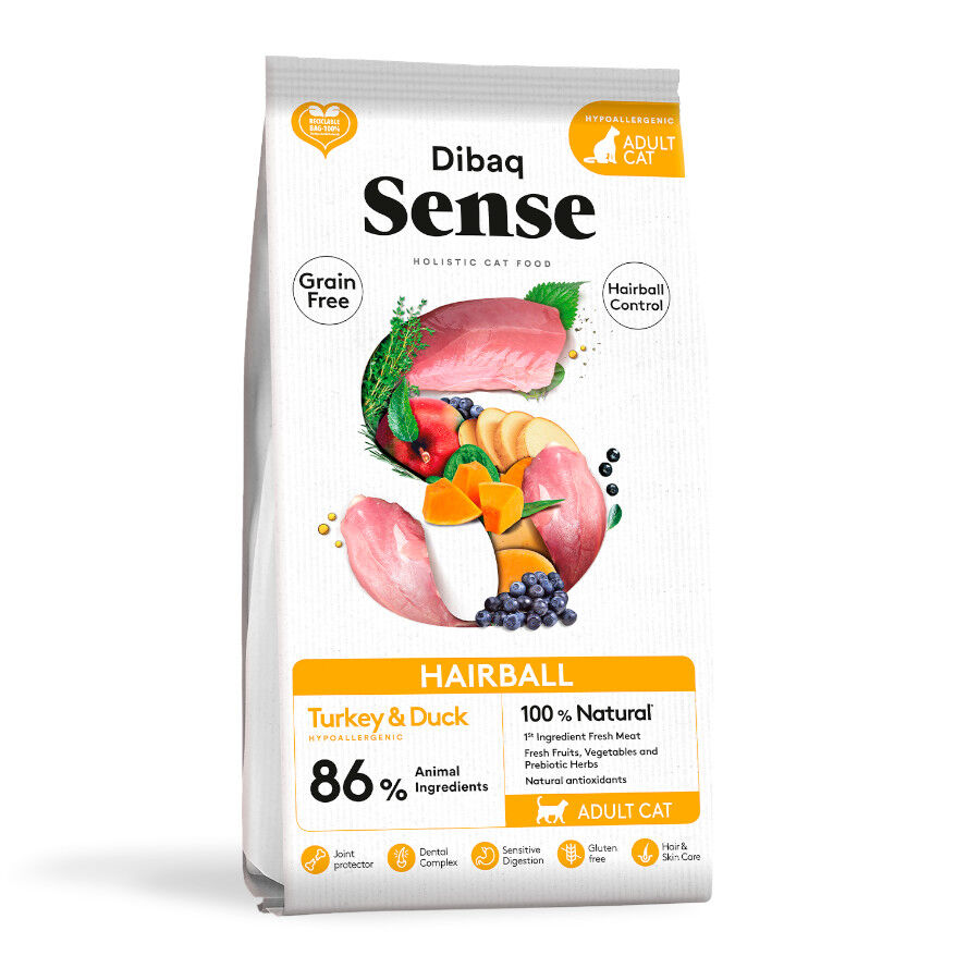 6 kg Dibaq Sense Hairball Grain Free Adult Pavo y Pato pienso para gatos, , large Imagen numero 1