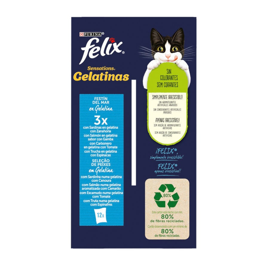 12 sobres x 85 g Felix Sensations Fest&iacute;n del Mar sobres en gelatina para gatos, , large indicador imagen numero 6