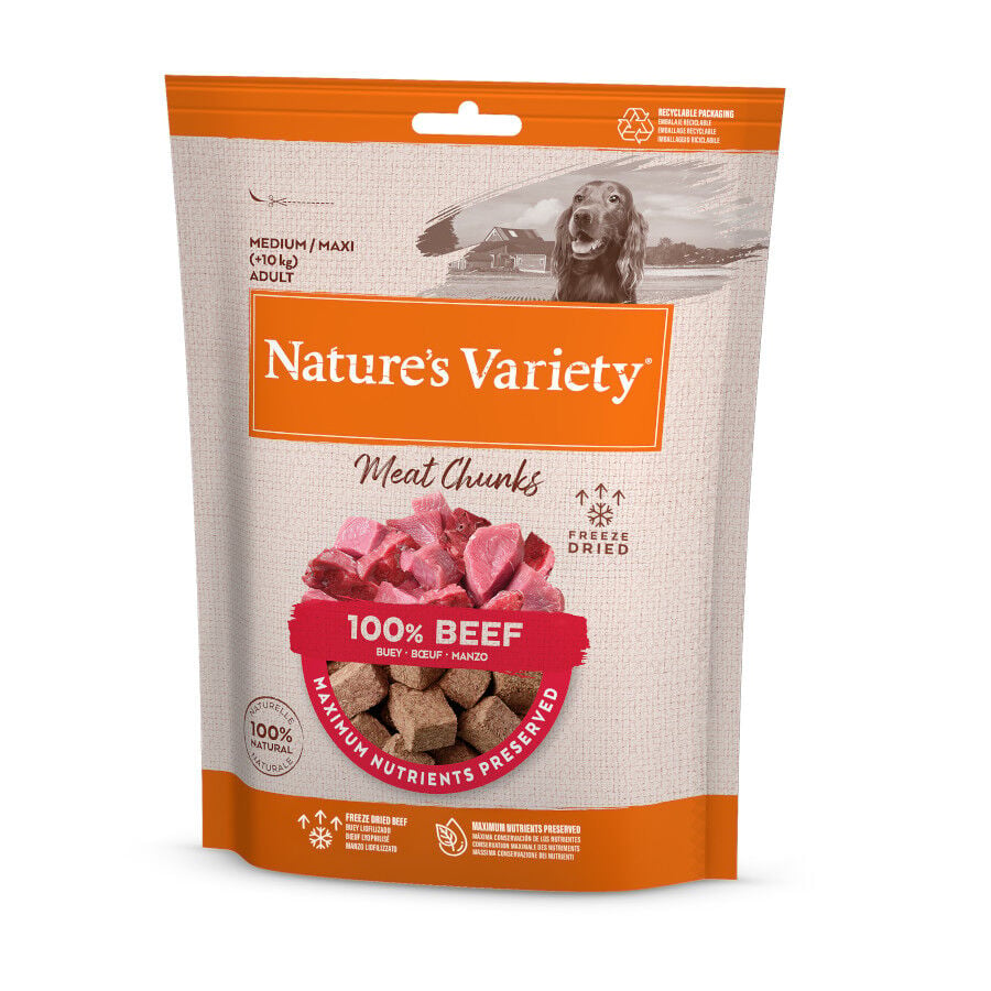 50 g Nature's Variety Meat Chunks Buey liofilizado para perros, , large Imagen numero 1