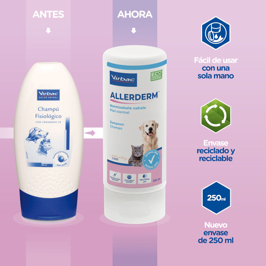 Virbac Allerderm Champ&uacute; Piel Normal para perros y gatos, , large Imagen numero 2