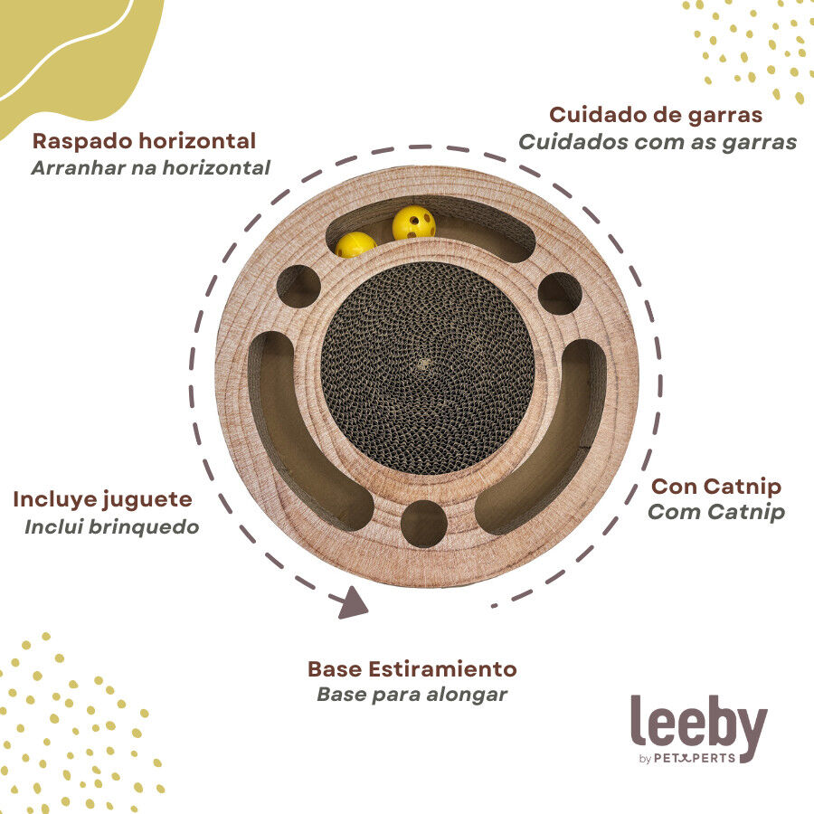 Leeby Pelusa rascador de cart&oacute;n con bola y estampado madera para gatos, , large indicador imagen numero 4