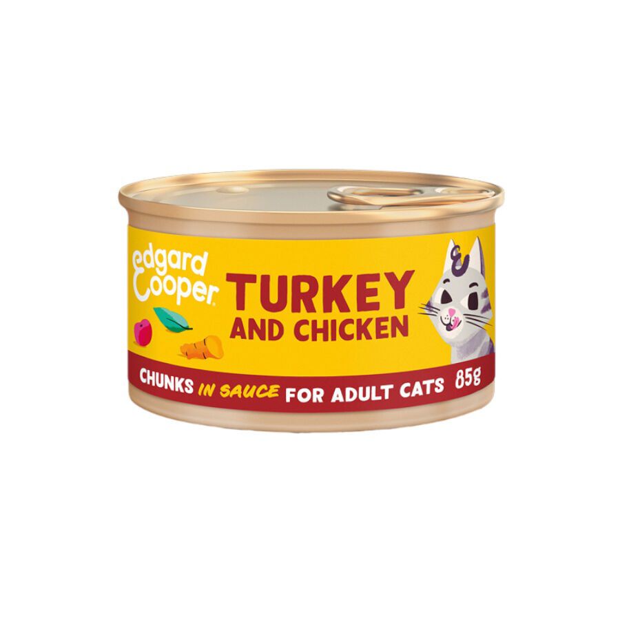 Edgard & Cooper Adult Trocitos de Pavo y Pollo en Salsa lata para gatos