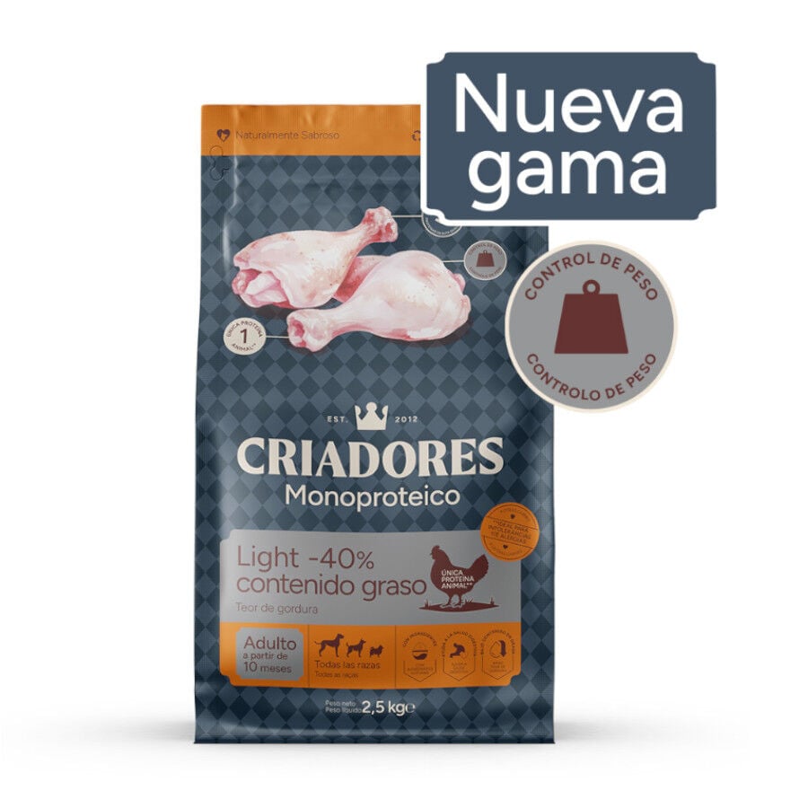 Criadores Monoproteico Light -40% contenido graso Adulto con Pollo pienso para perros