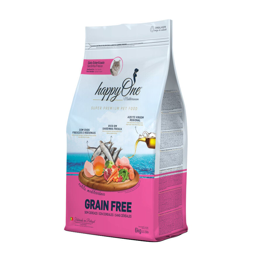 happyOne Mediterraneum Adult Estrerilizado Grain Free de Sardina pienso para gatos, , large Imagen numero 1