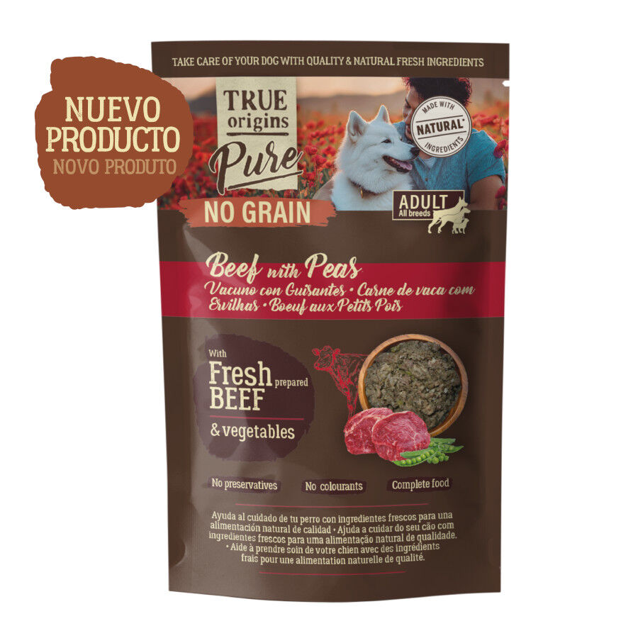 150 g True Origins Pure Vacuno con Guisantes sobre para Perros, , large Imagen numero 2