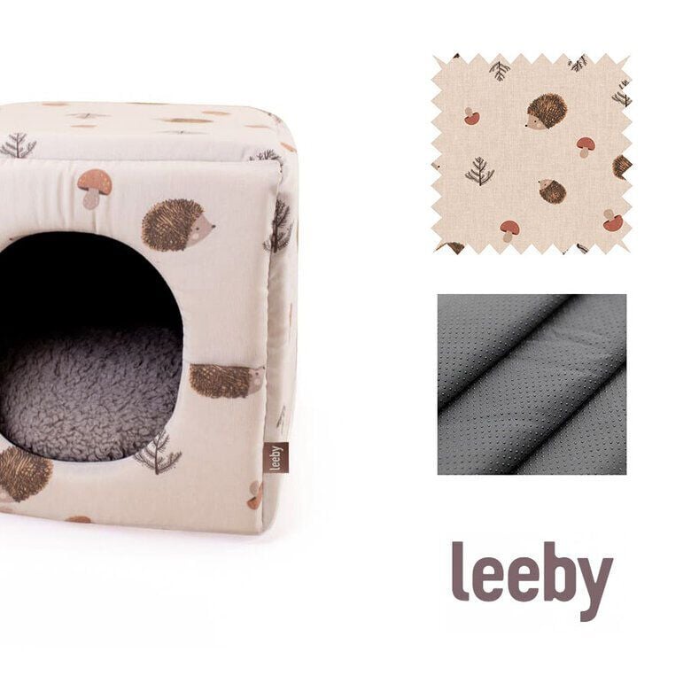 Leeby Cama Cueva Estampado de Erizos para gatos, , large indicador imagen numero 4