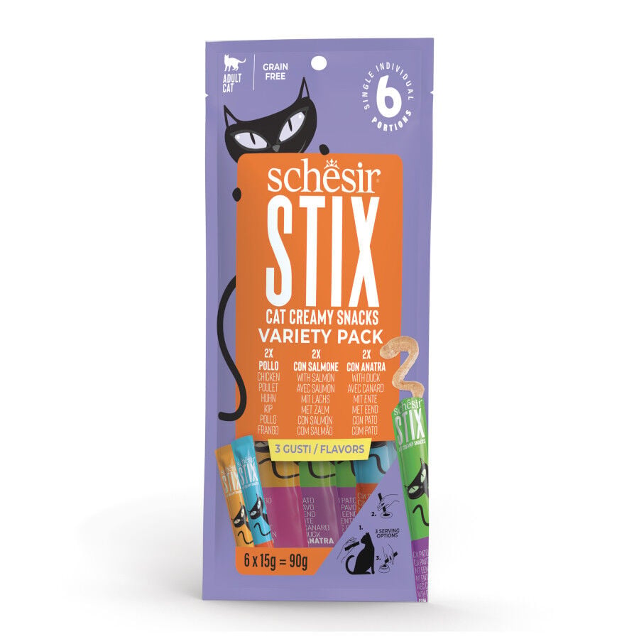 6 uds. x 15 g Schesir Stix Snacks varios sabores para gato, , large Imagen numero 1