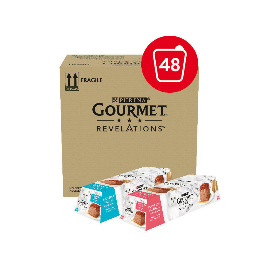48 tarrinas x 57 g Gourmet Revelations Mousse con Salm&oacute;n y At&uacute;n tarrinas para gatos, , large indicador imagen numero 2