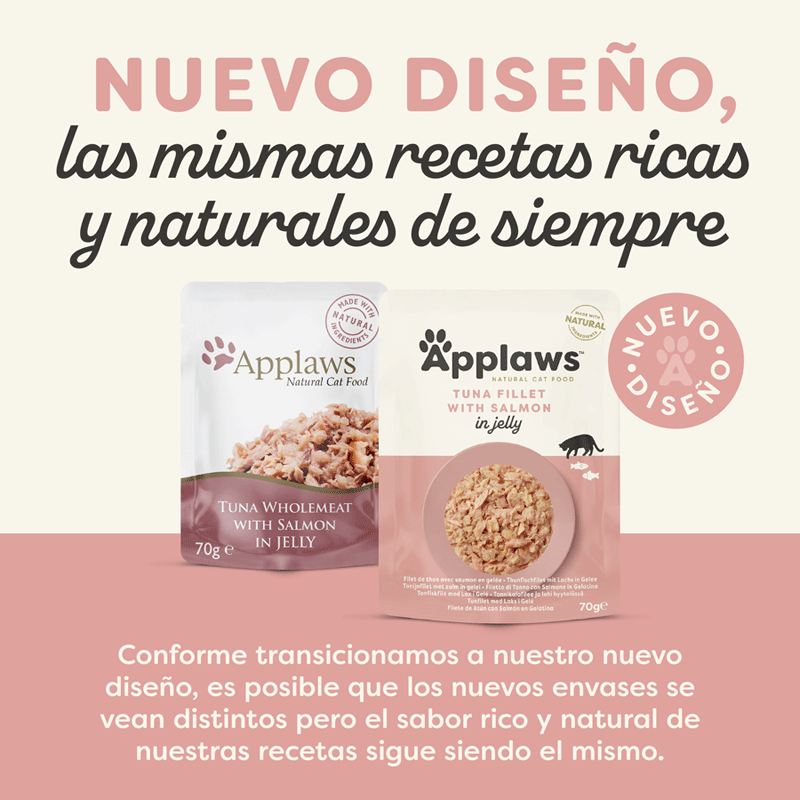 70 g Applaws At&uacute;n y Salm&oacute;n en gelatina sobre para gatos, , large indicador imagen numero 2