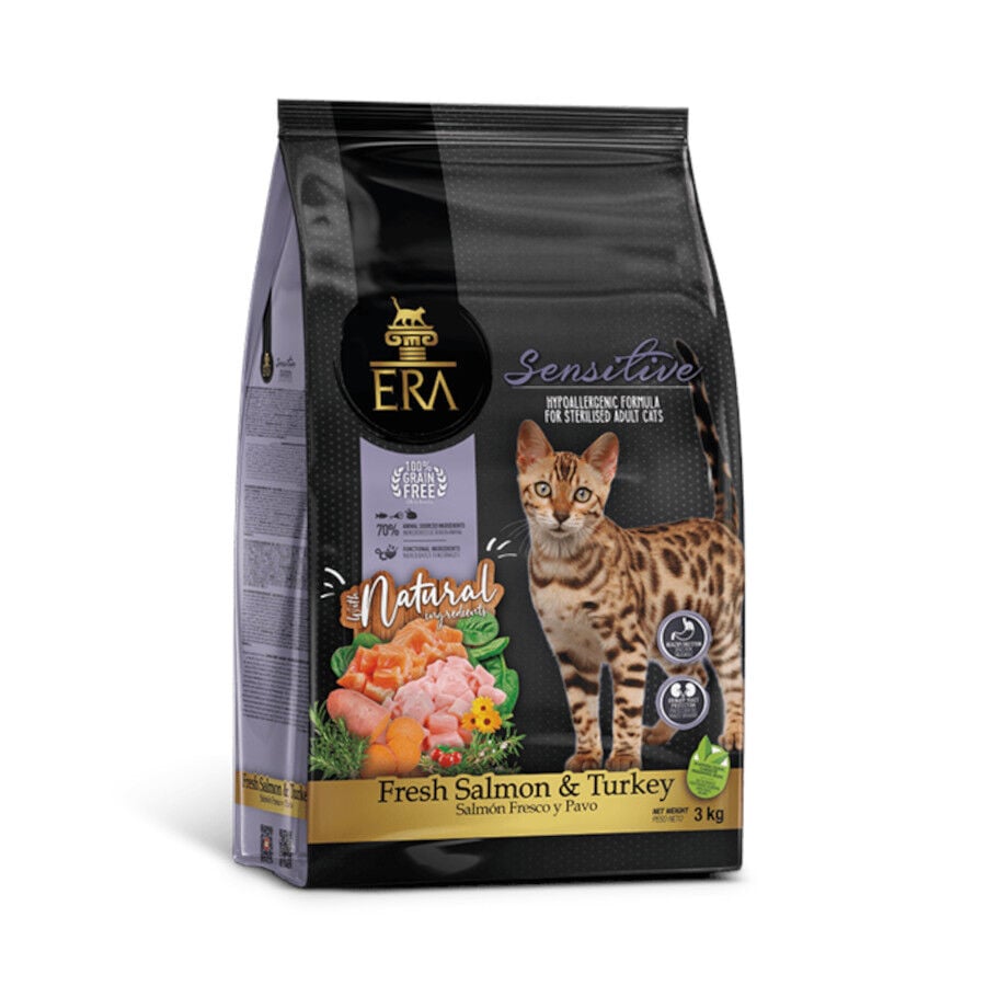 3 kg ERA Sensitive Salm&oacute;n y Pavo pienso para gatos, , large Imagen numero 1