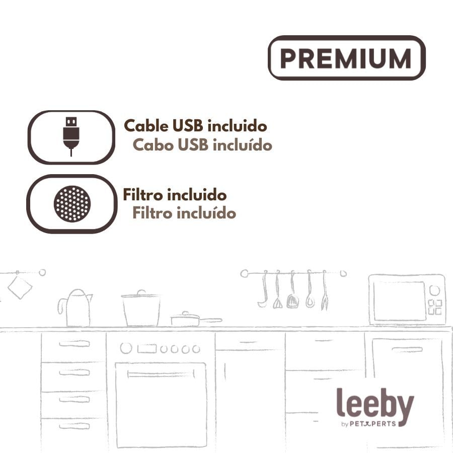Leeby Fuente de Agua Verde para perros y gatos, , large indicador imagen numero 5