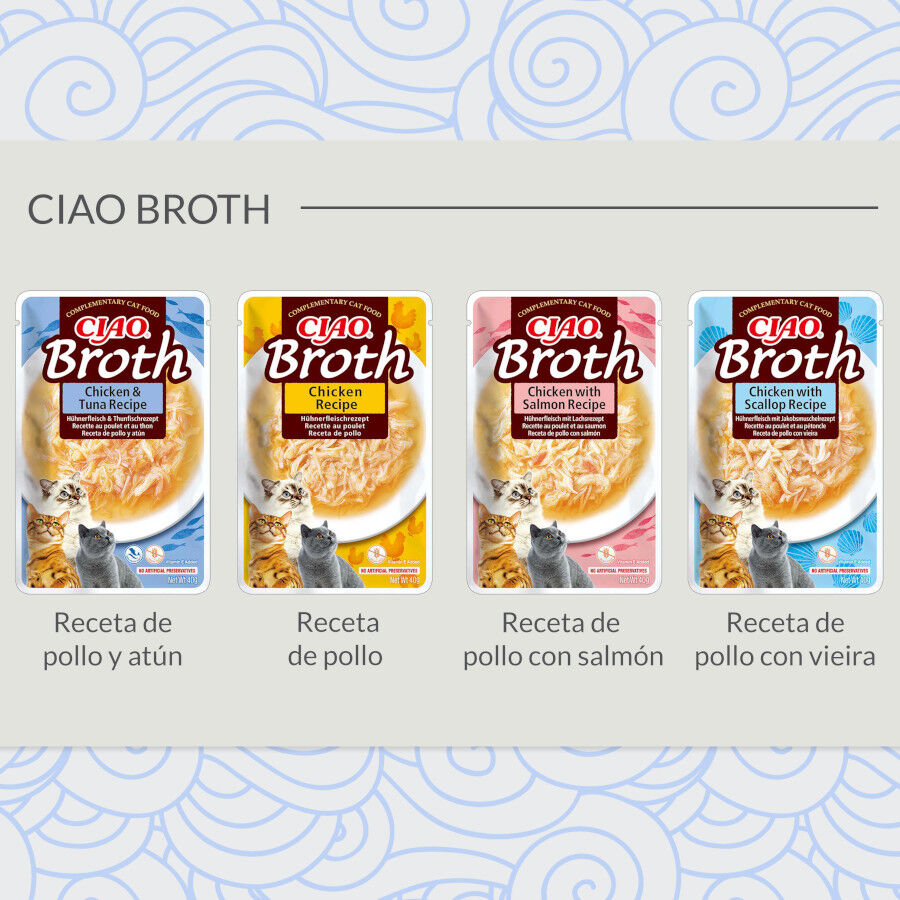 40 g Churu Broth Sopa de Pollo con Vieiras sobre para gatos, , large indicador imagen numero 4